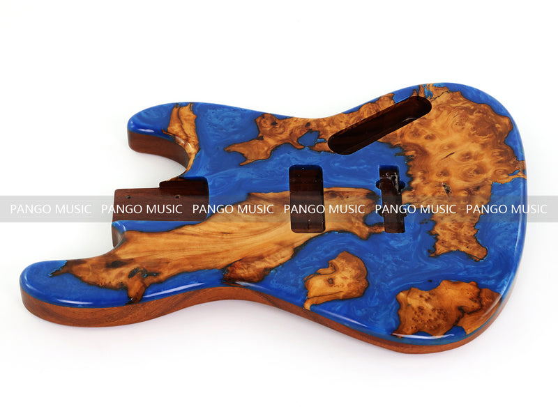 One-of-a-Kind Burl Wood Veneer Epoxy Resin Jazz Bass Style Electric Bass Guitar Body (JBE-009)
