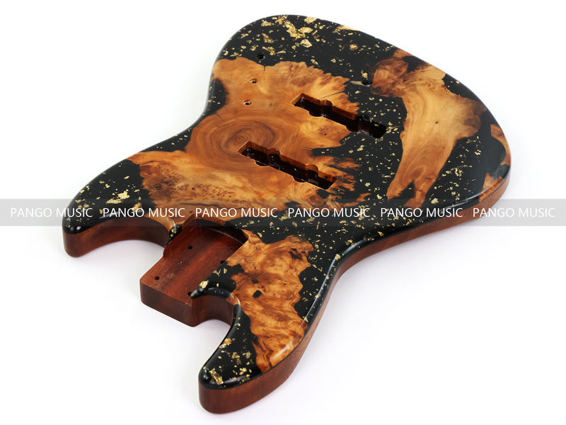 One-of-a-Kind Burl Wood Veneer Epoxy Resin Jazz Bass Style Electric Bass Guitar Body (JBE-011)