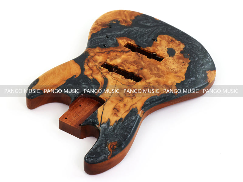 One-of-a-Kind Burl Wood Veneer Epoxy Resin Jazz Bass Style Electric Bass Guitar Body (JBE-015)