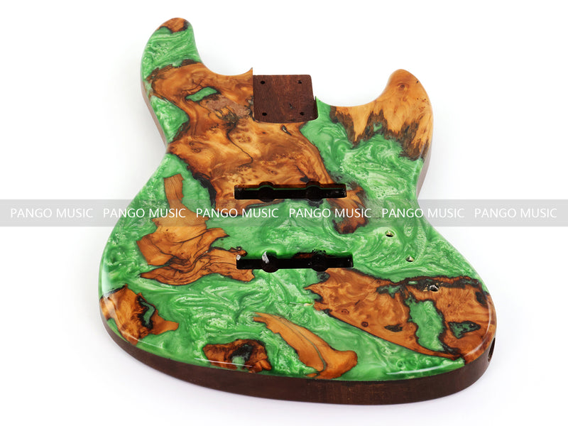 One-of-a-Kind Burl Wood Veneer Epoxy Resin Jazz Bass Style Electric Bass Guitar Body (JBE-016)
