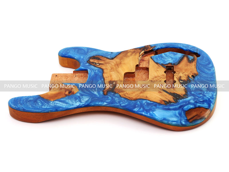 One-of-a-Kind Burl Wood Veneer Epoxy Resin PJ-Style Electric Bass Guitar Body (PJE-001)