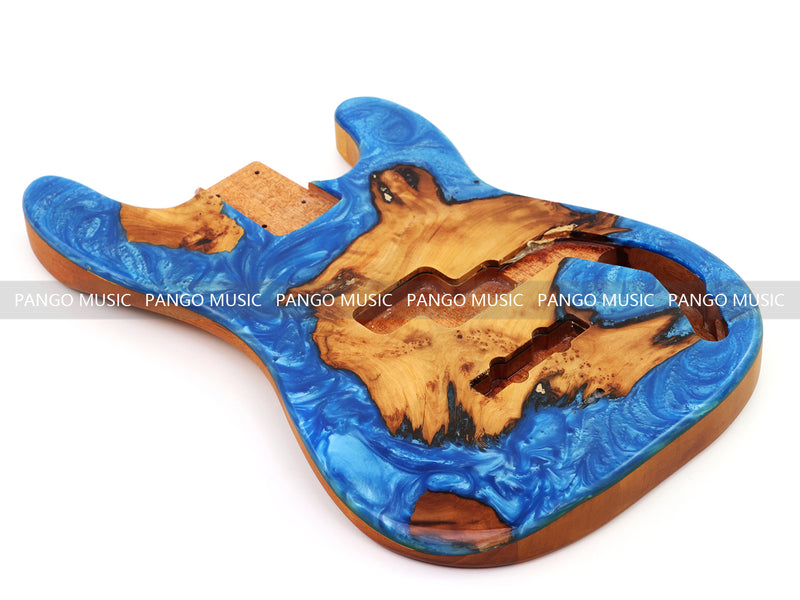 One-of-a-Kind Burl Wood Veneer Epoxy Resin PJ-Style Electric Bass Guitar Body (PJE-001)