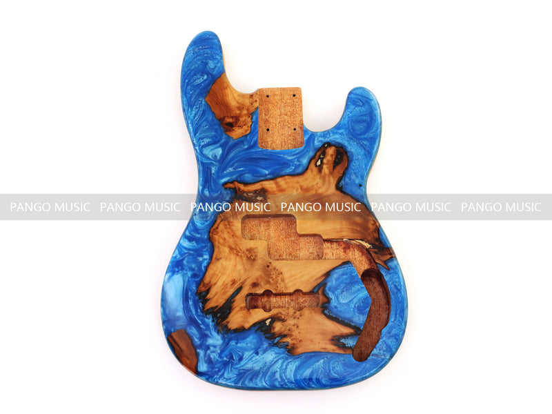 One-of-a-Kind Burl Wood Veneer Epoxy Resin PJ-Style Electric Bass Guitar Body (PJE-001)