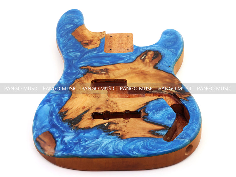 One-of-a-Kind Burl Wood Veneer Epoxy Resin PJ-Style Electric Bass Guitar Body (PJE-001)