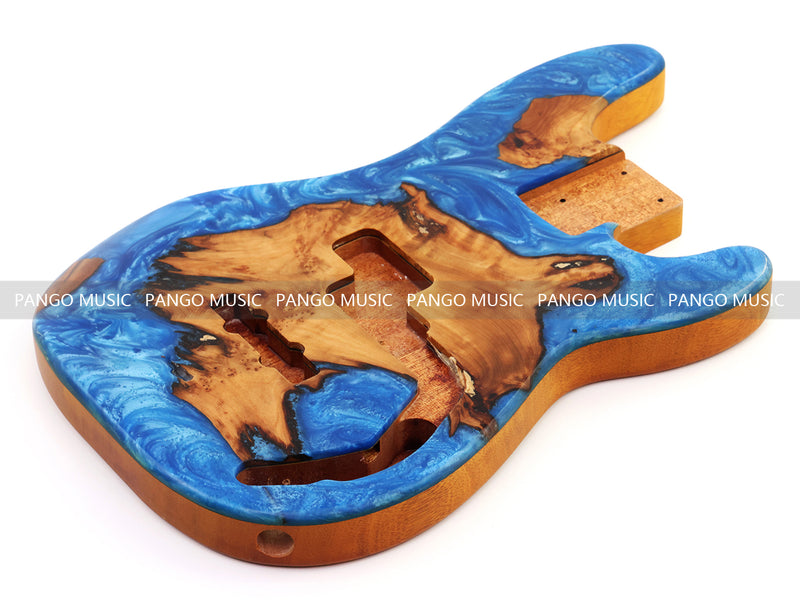 One-of-a-Kind Burl Wood Veneer Epoxy Resin PJ-Style Electric Bass Guitar Body (PJE-001)
