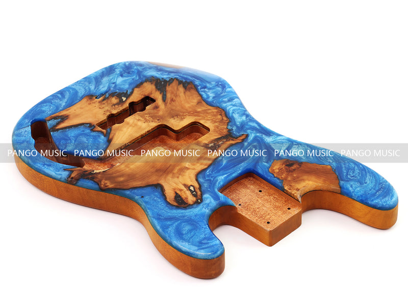 One-of-a-Kind Burl Wood Veneer Epoxy Resin PJ-Style Electric Bass Guitar Body (PJE-001)