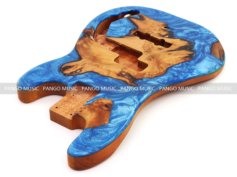 One-of-a-Kind Burl Wood Veneer Epoxy Resin PJ-Style Electric Bass Guitar Body (PJE-001)