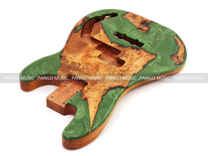 One-of-a-Kind Burl Wood Veneer Epoxy Resin PJ-Style Electric Bass Guitar Body (PJE-014)