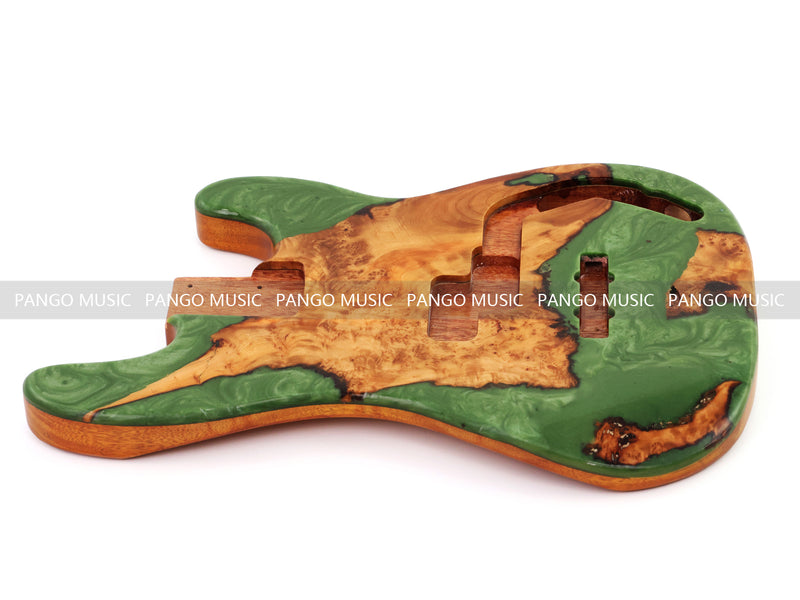 One-of-a-Kind Burl Wood Veneer Epoxy Resin PJ-Style Electric Bass Guitar Body (PJE-014)