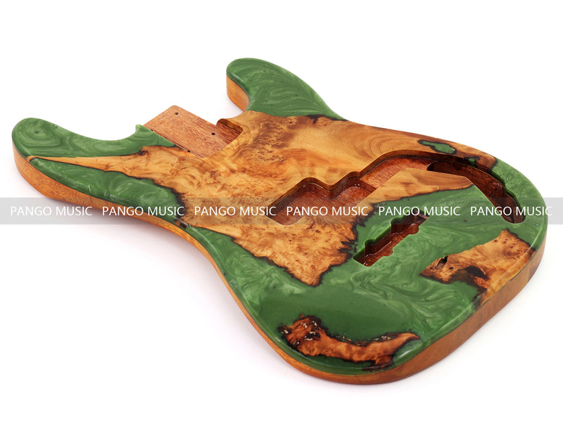 One-of-a-Kind Burl Wood Veneer Epoxy Resin PJ-Style Electric Bass Guitar Body (PJE-014)
