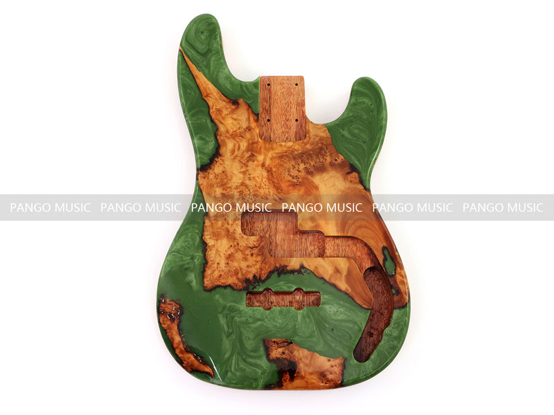 One-of-a-Kind Burl Wood Veneer Epoxy Resin PJ-Style Electric Bass Guitar Body (PJE-014)