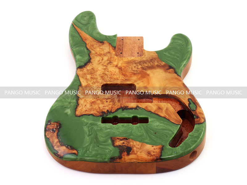 One-of-a-Kind Burl Wood Veneer Epoxy Resin PJ-Style Electric Bass Guitar Body (PJE-014)