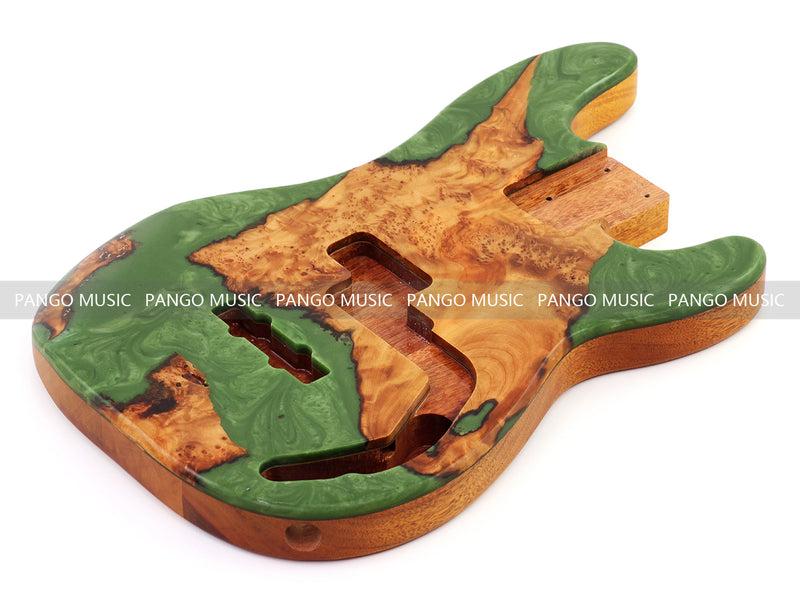 One-of-a-Kind Burl Wood Veneer Epoxy Resin PJ-Style Electric Bass Guitar Body (PJE-014)