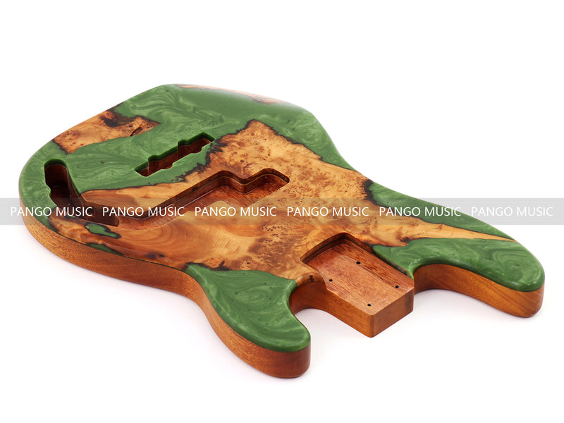 One-of-a-Kind Burl Wood Veneer Epoxy Resin PJ-Style Electric Bass Guitar Body (PJE-014)