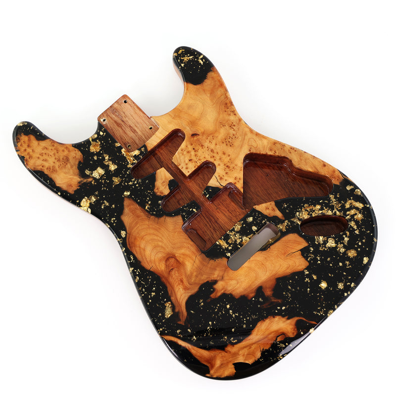 One-of-a-Kind Burl Wood Veneer Epoxy Resin ST Style Electric Guitar Body (SBE-001)