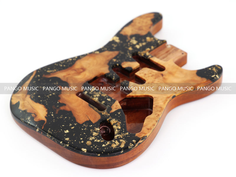 One-of-a-Kind Burl Wood Veneer Epoxy Resin ST Style Electric Guitar Body (SBE-001)