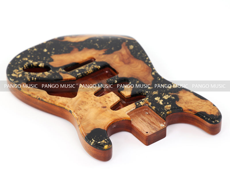 One-of-a-Kind Burl Wood Veneer Epoxy Resin ST Style Electric Guitar Body (SBE-001)