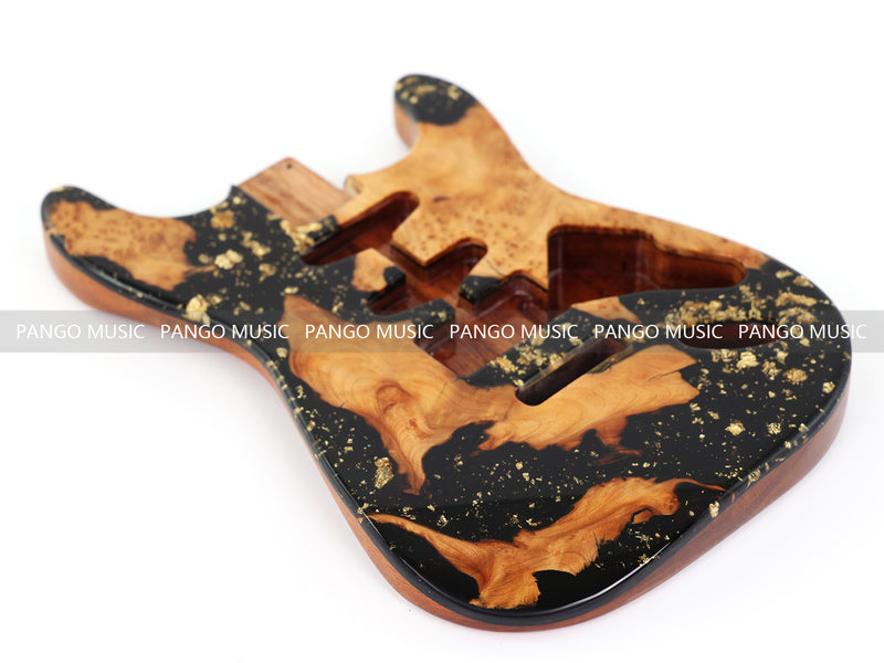 One-of-a-Kind Burl Wood Veneer Epoxy Resin ST Style Electric Guitar Body (SBE-001)