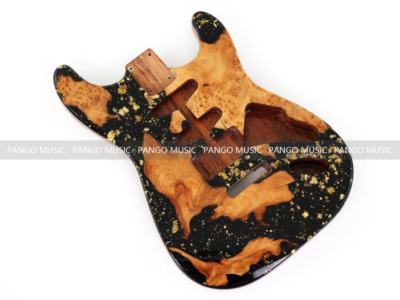 One-of-a-Kind Burl Wood Veneer Epoxy Resin ST Style Electric Guitar Body (SBE-001)