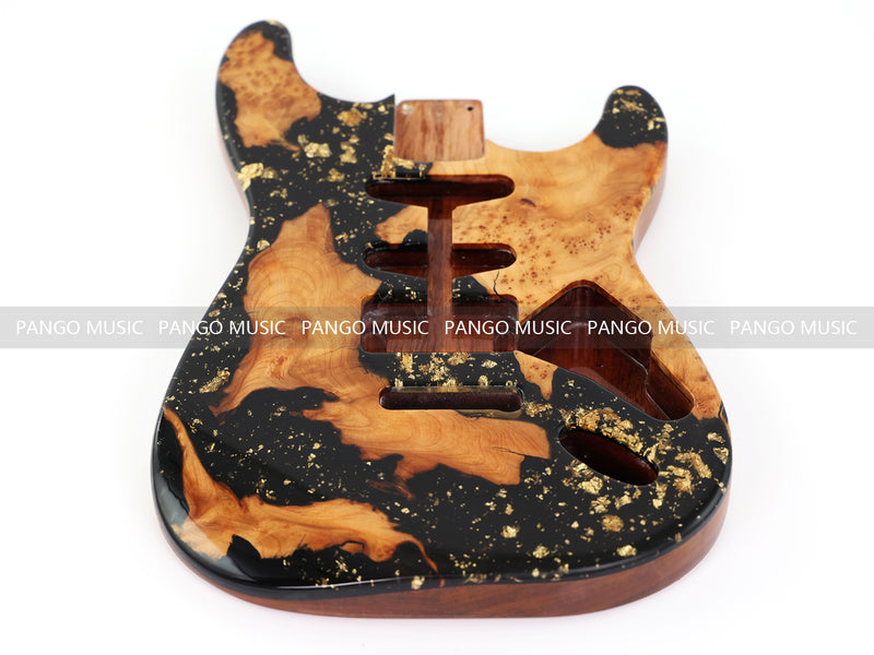 One-of-a-Kind Burl Wood Veneer Epoxy Resin ST Style Electric Guitar Body (SBE-001)