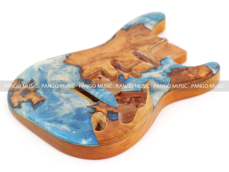 One-of-a-Kind Burl Wood Veneer Epoxy Resin ST Style Electric Guitar Body (SBE-002)