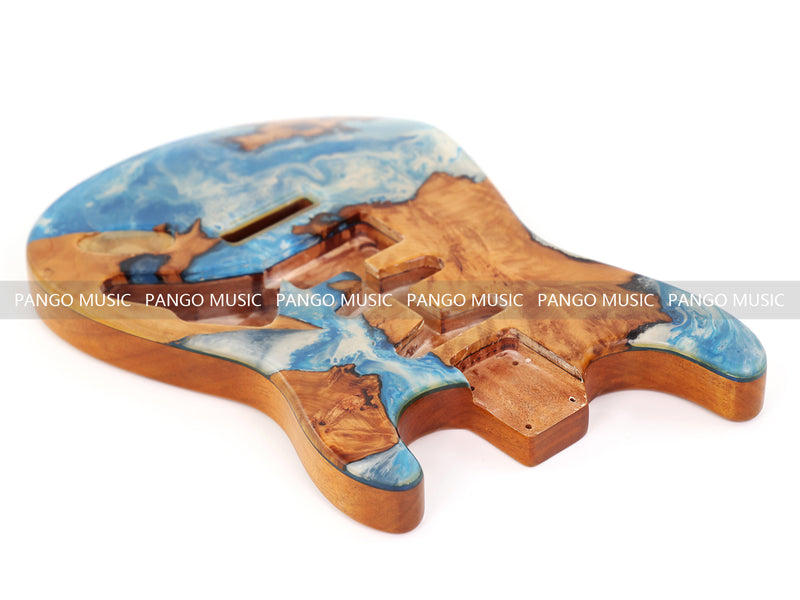 One-of-a-Kind Burl Wood Veneer Epoxy Resin ST Style Electric Guitar Body (SBE-002)