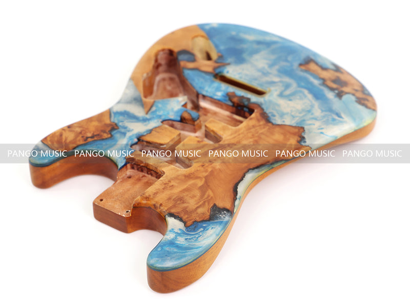 One-of-a-Kind Burl Wood Veneer Epoxy Resin ST Style Electric Guitar Body (SBE-002)