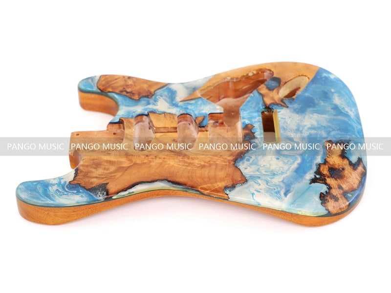 One-of-a-Kind Burl Wood Veneer Epoxy Resin ST Style Electric Guitar Body (SBE-002)