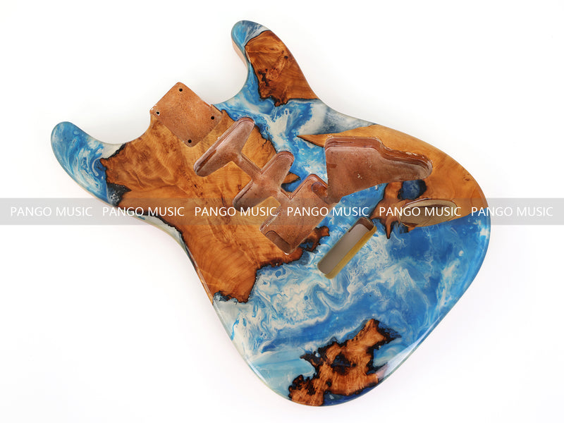 One-of-a-Kind Burl Wood Veneer Epoxy Resin ST Style Electric Guitar Body (SBE-002)