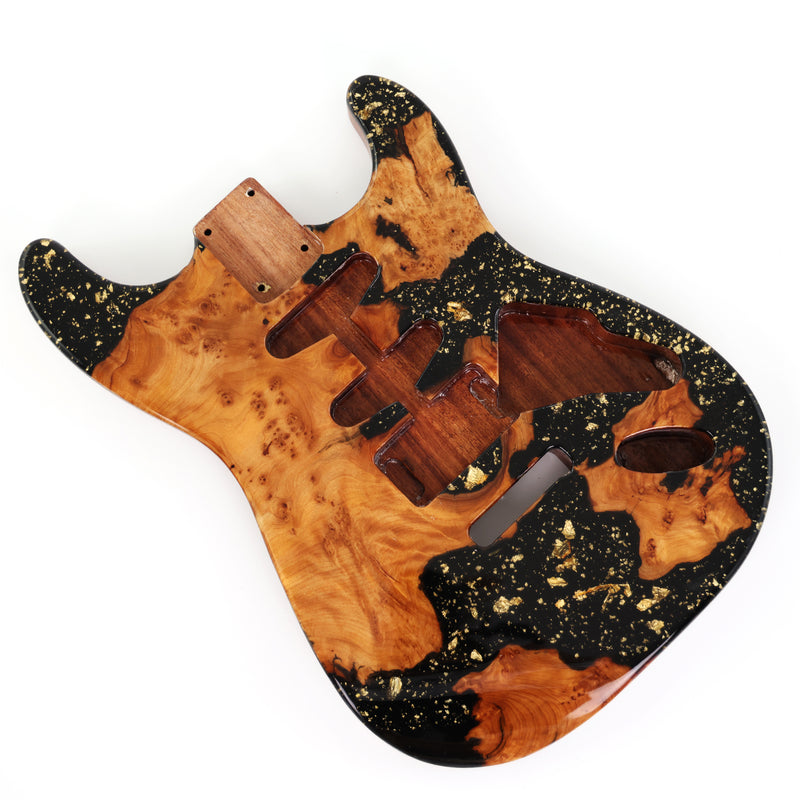 One-of-a-Kind Burl Wood Veneer Epoxy Resin ST Style Electric Guitar Body (SBE-003)