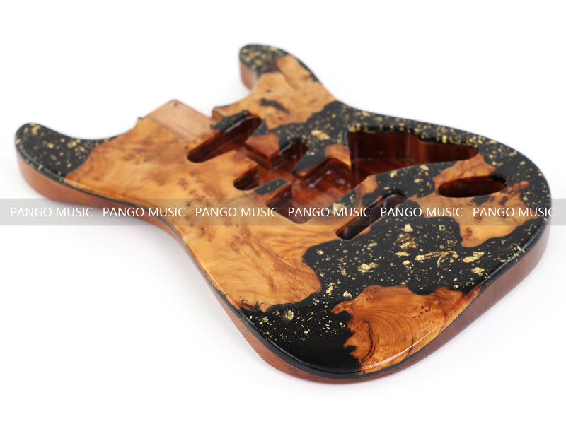 One-of-a-Kind Burl Wood Veneer Epoxy Resin ST Style Electric Guitar Body (SBE-003)