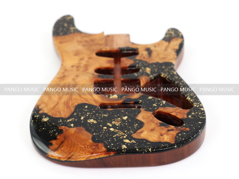 One-of-a-Kind Burl Wood Veneer Epoxy Resin ST Style Electric Guitar Body (SBE-003)