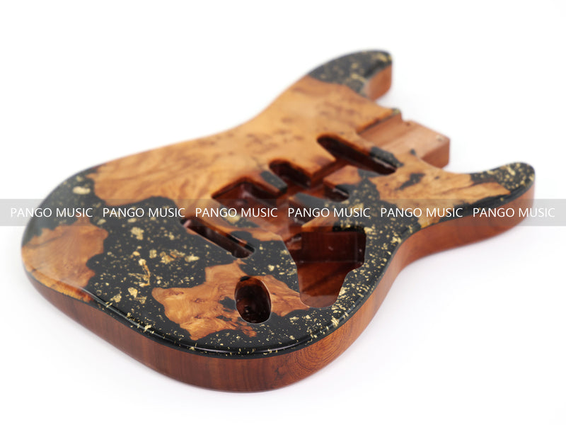 One-of-a-Kind Burl Wood Veneer Epoxy Resin ST Style Electric Guitar Body (SBE-003)