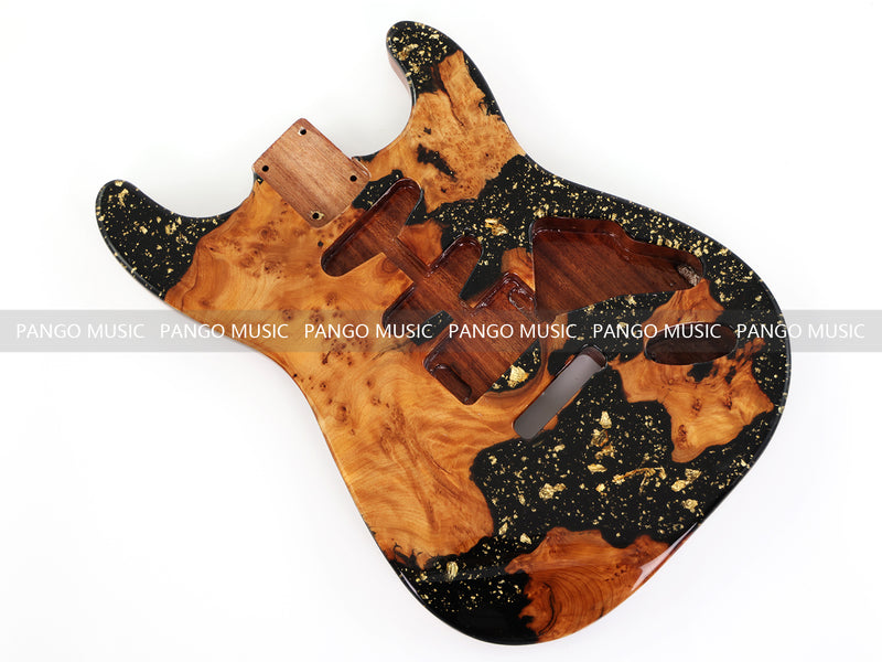 One-of-a-Kind Burl Wood Veneer Epoxy Resin ST Style Electric Guitar Body (SBE-003)