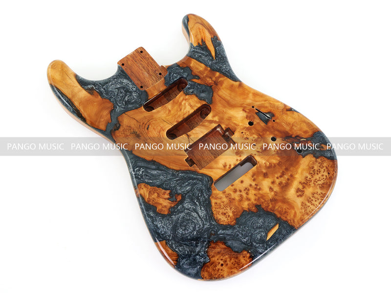 One-of-a-Kind Burl Wood Veneer Epoxy Resin ST Style Electric Guitar Body (SBE-004)