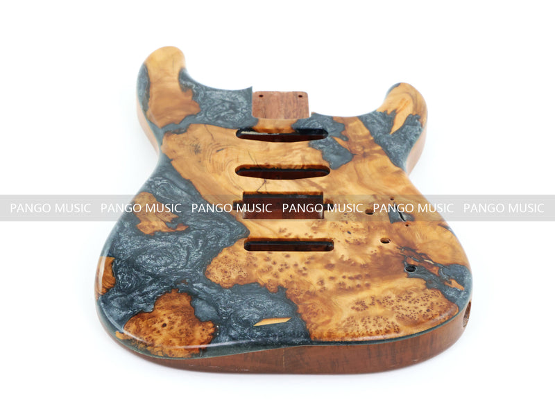 One-of-a-Kind Burl Wood Veneer Epoxy Resin ST Style Electric Guitar Body (SBE-004)