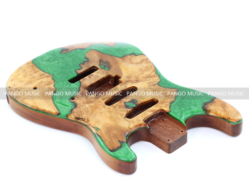 One-of-a-Kind Burl Wood Veneer Epoxy Resin ST Style Electric Guitar Body (SBE-005)