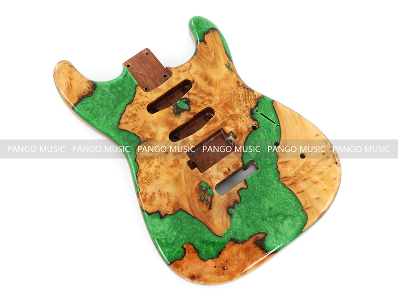 One-of-a-Kind Burl Wood Veneer Epoxy Resin ST Style Electric Guitar Body (SBE-005)