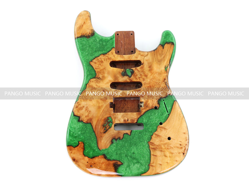 One-of-a-Kind Burl Wood Veneer Epoxy Resin ST Style Electric Guitar Body (SBE-005)