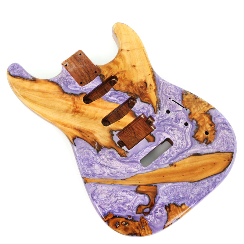 One-of-a-Kind Burl Wood Veneer Epoxy Resin ST Style Electric Guitar Body (SBE-006)