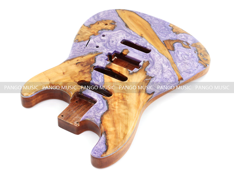 One-of-a-Kind Burl Wood Veneer Epoxy Resin ST Style Electric Guitar Body (SBE-006)