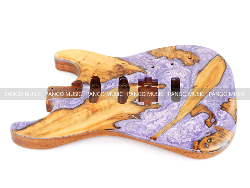 One-of-a-Kind Burl Wood Veneer Epoxy Resin ST Style Electric Guitar Body (SBE-006)