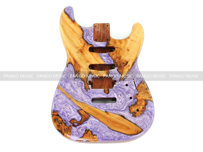 One-of-a-Kind Burl Wood Veneer Epoxy Resin ST Style Electric Guitar Body (SBE-006)