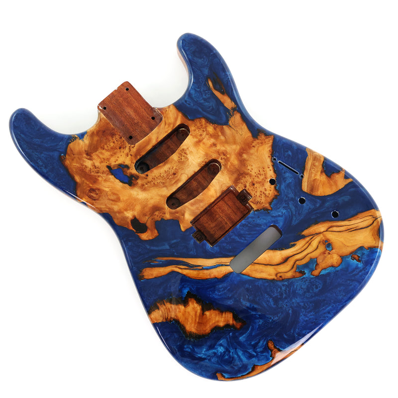 One-of-a-Kind Burl Wood Veneer Epoxy Resin ST Style Electric Guitar Body (SBE-007)