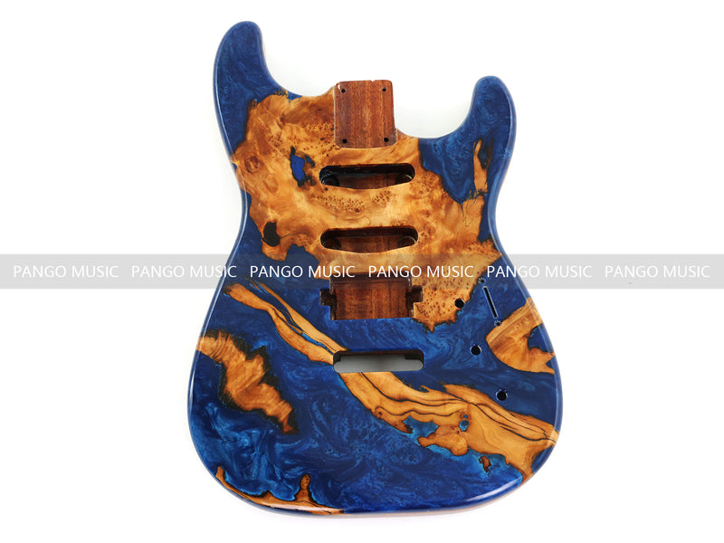 One-of-a-Kind Burl Wood Veneer Epoxy Resin ST Style Electric Guitar Body (SBE-007)