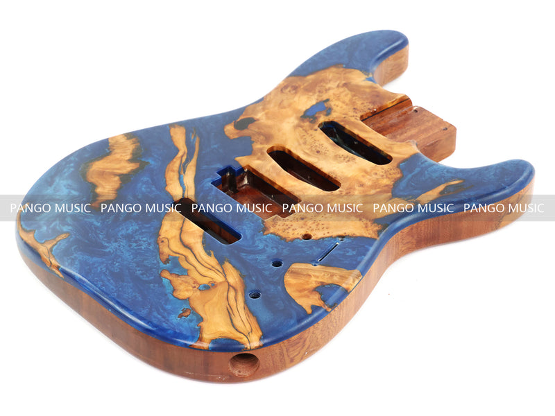 One-of-a-Kind Burl Wood Veneer Epoxy Resin ST Style Electric Guitar Body (SBE-007)
