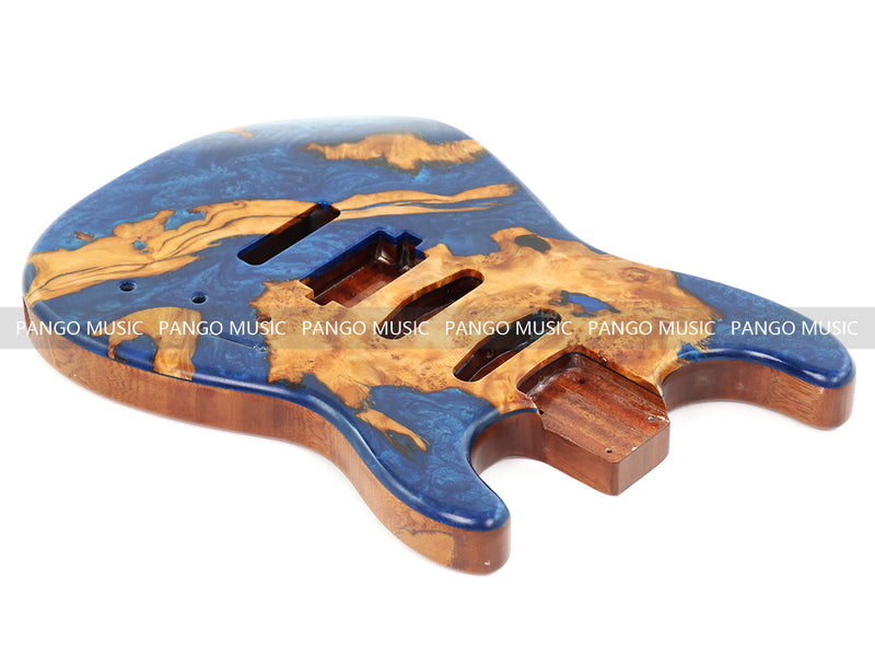 One-of-a-Kind Burl Wood Veneer Epoxy Resin ST Style Electric Guitar Body (SBE-007)