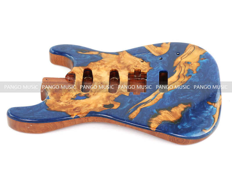 One-of-a-Kind Burl Wood Veneer Epoxy Resin ST Style Electric Guitar Body (SBE-007)
