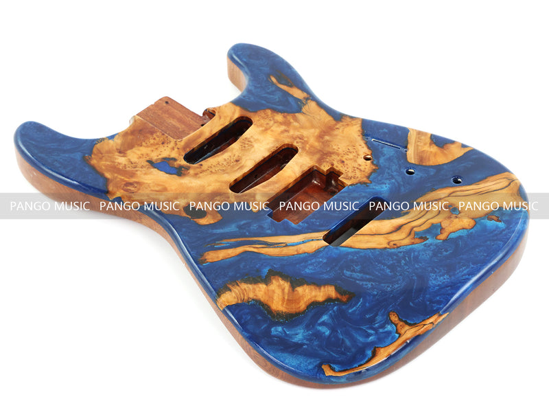 One-of-a-Kind Burl Wood Veneer Epoxy Resin ST Style Electric Guitar Body (SBE-007)
