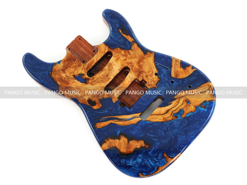 One-of-a-Kind Burl Wood Veneer Epoxy Resin ST Style Electric Guitar Body (SBE-007)
